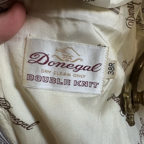 DONEGAL vintage men’s 2pc textured striped white/gray suit